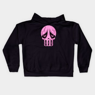 Pink Sad Skull with Hearts in Eyes. Skull in Love. Halloween Skull. Kids Hoodie